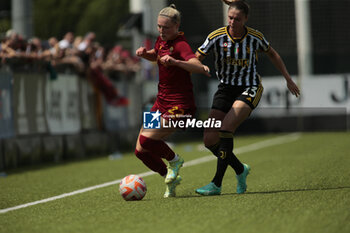 2023-05-27 - Sophie Haug of As Roma Women and Cecilia Salvai of Juventus during the Italian women’s Serie A, football match between Juventus Women and As Roma Women on 27 of May 2023 at Juventus training center in Vinovo, Turin, Italy. Photo Nderim Kaceli - JUVENTUS FC VS AS ROMA - ITALIAN SERIE A WOMEN - SOCCER