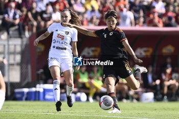 2023-09-30 - Saki Kumagai of A.S. Roma Women score 1-0 during the 2nd day of the Serie A Championship between A.S. Roma Women - Como Women on September 30, 2023 at the Tre Fontane Stadium in Rome, Italy. - AS ROMA VS FC COMO WOMEN - ITALIAN SERIE A WOMEN - SOCCER