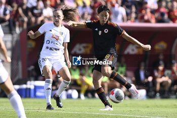 2023-09-30 - Saki Kumagai of A.S. Roma Women score 1-0 during the 2nd day of the Serie A Championship between A.S. Roma Women - Como Women on September 30, 2023 at the Tre Fontane Stadium in Rome, Italy. - AS ROMA VS FC COMO WOMEN - ITALIAN SERIE A WOMEN - SOCCER