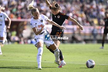 2023-09-30 - Matilde Lundorf of Como Women and Emilie Haavi of A.S. Roma Women during the 2nd day of the Serie A Championship between A.S. Roma Women - Como Women on September 30, 2023 at the Tre Fontane Stadium in Rome, Italy. - AS ROMA VS FC COMO WOMEN - ITALIAN SERIE A WOMEN - SOCCER