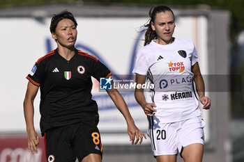 2023-09-30 - Saki Kumagai of A.S. Roma Women and Lucija Vaitukaityte of Como Women during the 2nd day of the Serie A Championship between A.S. Roma Women - Como Women on September 30, 2023 at the Tre Fontane Stadium in Rome, Italy. - AS ROMA VS FC COMO WOMEN - ITALIAN SERIE A WOMEN - SOCCER
