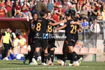 2023-09-30 - Martina Tomaselli of A.S. Roma Women celebrates after scoring 3-0 during the 2nd day of the Serie A Championship between A.S. Roma Women - Como Women on September 30, 2023 at the Tre Fontane Stadium in Rome, Italy. - AS ROMA VS FC COMO WOMEN - ITALIAN SERIE A WOMEN - SOCCER