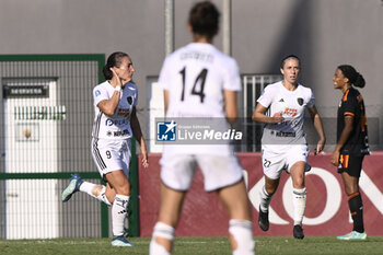 2023-09-30 - Melania Martinovic of Como Women celebrates after scoring 3-1 during the 2nd day of the Serie A Championship between A.S. Roma Women - Como Women on September 30, 2023 at the Tre Fontane Stadium in Rome, Italy. - AS ROMA VS FC COMO WOMEN - ITALIAN SERIE A WOMEN - SOCCER