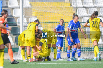 2023-10-07 - Team Como celebrates after scoring a goal 0-2 - UC SAMPDORIA VS FC COMO WOMEN - ITALIAN SERIE A WOMEN - SOCCER