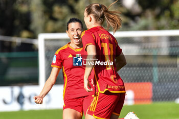 2023-11-05 - Haavi celebrates scoring her team's first goal to make the score 2-0 for AS Roma during Serie A Femminile match between Juventus and AS Roma at Stadio La Marmora, Biella - JUVENTUS FC VS AS ROMA - ITALIAN SERIE A WOMEN - SOCCER