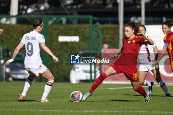 2023-12-10 - Kosovare Asllani of A.C. Milan Femminile and Benedetta Glionna of A.S. Roma Women during the 10th day of the Serie A Championship between A.S. Roma Women vs A.C. MIlan on 10 December 2023 at the Tre Fontane Stadium in Rome, Italy. - AS ROMA VS AC MILAN - ITALIAN SERIE A WOMEN - SOCCER