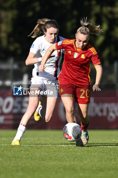 2023-12-10 - Giada Greggi of A.S. Roma Women and Christy Grimshaw of A.C. Milan Femminile during the 10th day of the Serie A Championship between A.S. Roma Women vs A.C. MIlan on 10 December 2023 at the Tre Fontane Stadium in Rome, Italy. - AS ROMA VS AC MILAN - ITALIAN SERIE A WOMEN - SOCCER