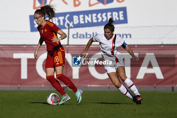 2023-12-10 - Benedetta Glionna of A.S. Roma Women and Valentina Bergamaschi of A.C. Milan Femminile during the 10th day of the Serie A Championship between A.S. Roma Women vs A.C. MIlan on 10 December 2023 at the Tre Fontane Stadium in Rome, Italy. - AS ROMA VS AC MILAN - ITALIAN SERIE A WOMEN - SOCCER