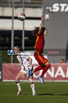2023-12-10 - Kosovare Asllani of A.C. Milan Femminile and Elena Linari of A.S. Roma Women during the 10th day of the Serie A Championship between A.S. Roma Women vs A.C. MIlan on 10 December 2023 at the Tre Fontane Stadium in Rome, Italy. - AS ROMA VS AC MILAN - ITALIAN SERIE A WOMEN - SOCCER