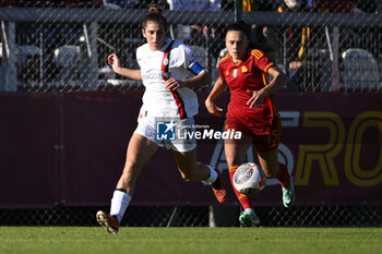 2023-12-10 - Valentina Bergamaschi of A.C. Milan Femminile and Annamaria Serturini of A.S. Roma Women during the 10th day of the Serie A Championship between A.S. Roma Women vs A.C. MIlan on 10 December 2023 at the Tre Fontane Stadium in Rome, Italy. - AS ROMA VS AC MILAN - ITALIAN SERIE A WOMEN - SOCCER