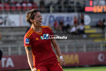 2023-10-15 - Valentina Giacinti (AS Roma) celebrates after scoring the goal 2-0 during the Italian Football Championship League A Women 2023/2024 match between AS Roma Women vs FC Internazionale Women at the Tre Fontane stadium on 15 October 2023. - AS ROMA VS FC INTERNAZIONALE WOMEN - ITALIAN SERIE A WOMEN - SOCCER