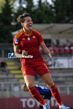 2023-10-15 - Valentina Giacinti (AS Roma) celebrates after scoring the goal 2-0 during the Italian Football Championship League A Women 2023/2024 match between AS Roma Women vs FC Internazionale Women at the Tre Fontane stadium on 15 October 2023. - AS ROMA VS FC INTERNAZIONALE WOMEN - ITALIAN SERIE A WOMEN - SOCCER