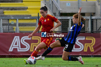 2023-10-15 - Evelyne Viens (AS Roma) Beatrice Merlo (FC Internazionale Women)  during the Italian Football Championship League A Women 2023/2024 match between AS Roma Women vs FC Internazionale Women at the Tre Fontane stadium on 15 October 2023. - AS ROMA VS FC INTERNAZIONALE WOMEN - ITALIAN SERIE A WOMEN - SOCCER