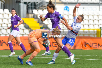 2023-11-12 - Schroffenegger of Fiorentina save the ball during Italian Serie A Women between UC Sampdoria W and ACF Fiorentina at Stadio Silvio Piola, Vercelli - SAMPDORIA WOMEN VS FIORENTINA WOMEN - ITALIAN SERIE A WOMEN - SOCCER