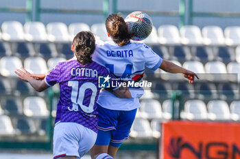 2023-11-12 - Catena of Fiorentina and De Rita of Sampdoria during Italian Serie A Women between UC Sampdoria W and ACF Fiorentina at Stadio Silvio Piola, Vercelli - SAMPDORIA WOMEN VS FIORENTINA WOMEN - ITALIAN SERIE A WOMEN - SOCCER