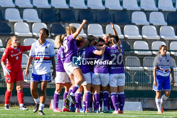 2023-11-12 - Fiorentina celebrates scoring team's Italian Serie A Women between UC Sampdoria W and ACF Fiorentina at Stadio Silvio Piola, Vercelli - SAMPDORIA WOMEN VS FIORENTINA WOMEN - ITALIAN SERIE A WOMEN - SOCCER