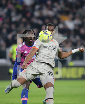 2023-01-07 - Kingsley Ehizibue of Udinese Calcio and Moise Kean of Juventus Fc during the Italian Serie A, football match between Juventus Fc and Udinese Calcio on Jannuary 07, 2023 at Allianz Stadium, Turin, Italy. Photo Nderim Kaceli - JUVENTUS FC VS UDINESE CALCIO - ITALIAN SERIE A - SOCCER