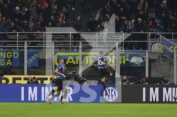 2023-01-14 - Lautaro Martinez of FC Internazionale celebrates after scoring a goal during Serie A 2022/23 football match between FC Internazionale and Hellas Verona FC at Giuseppe Meazza Stadium, Milan, Italy on January 14, 2023 - INTER - FC INTERNAZIONALE VS HELLAS VERONA - ITALIAN SERIE A - SOCCER
