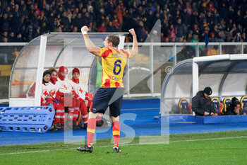 2023-01-14 - Federico Baschirotto (US Lecce) celebrates after scoring a goal - US LECCE VS AC MILAN - ITALIAN SERIE A - SOCCER