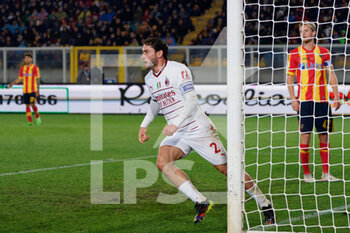 2023-01-14 - Davide Calabria (AC Milan) celebrates after scoring a goal - US LECCE VS AC MILAN - ITALIAN SERIE A - SOCCER