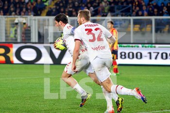 2023-01-14 - Davide Calabria (AC Milan) and Tommaso Pobega (AC Milan) - US LECCE VS AC MILAN - ITALIAN SERIE A - SOCCER