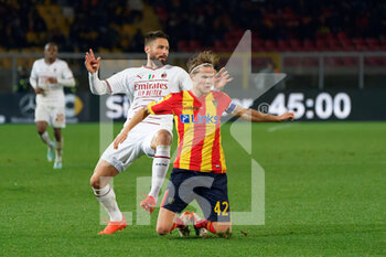 2023-01-14 - Olivier Giroud (AC Milan) and Morten Hjulmand (US Lecce) - US LECCE VS AC MILAN - ITALIAN SERIE A - SOCCER