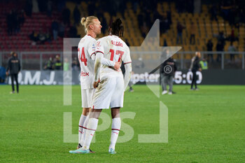 2023-01-14 - Simon Kjaer and Rafael Leao of AC Milan reaction after the match - US LECCE VS AC MILAN - ITALIAN SERIE A - SOCCER