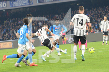 2023-01-13 - Angel Di Maria of Juventus FC scores the 2-1 goal  during the Serie A match between SSC Napoli v Juventus FC  at  Stadio Diego Armando Maradona  - SSC NAPOLI VS JUVENTUS FC - ITALIAN SERIE A - SOCCER