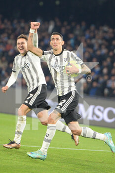 2023-01-13 - Angel Di Maria of Juventus FC cheers after the goal during the Serie A match between SSC Napoli v Juventus FC  at  Stadio Diego Armando Maradona  - SSC NAPOLI VS JUVENTUS FC - ITALIAN SERIE A - SOCCER