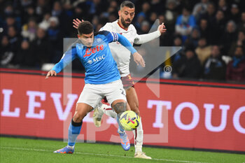 2023-01-29 - Giovanni Di Lorenzo of SSC Napoli  competes for the ball with Lorenzo Pellegrini of AS Roma  during the Serie A  match between SSC Napoli v AS Roma  at Stadio Diego Armando Maradona - SSC NAPOLI VS AS ROMA - ITALIAN SERIE A - SOCCER