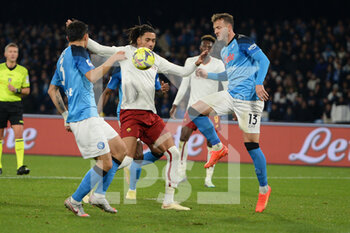 2023-01-29 - Amir Rrahmani of SSC Napoli  competes for the ball with Chris Smalling of AS Roma  during the Serie A  match between SSC Napoli v AS Roma  at Stadio Diego Armando Maradona - SSC NAPOLI VS AS ROMA - ITALIAN SERIE A - SOCCER