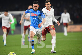 2023-01-29 - Hirving Lozano of SSC Napoli  competes for the ball with Stepham El Shaarawy of AS Roma during the Serie A  match between SSC Napoli v AS Roma  at Stadio Diego Armando Maradona - SSC NAPOLI VS AS ROMA - ITALIAN SERIE A - SOCCER