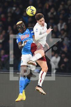 2023-01-29 - Victor Osimhen of SSC Napoli  competes for the ball with Ebrima Darboe of AS Roma  during the Serie A  match between SSC Napoli v AS Roma  at Stadio Diego Armando Maradona - SSC NAPOLI VS AS ROMA - ITALIAN SERIE A - SOCCER