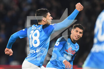 2023-01-29 - Giovanni Simeone of SSC Napoli  celebrates after scoring goal  during the Serie A  match between SSC Napoli v AS Roma  at Stadio Diego Armando Maradona - SSC NAPOLI VS AS ROMA - ITALIAN SERIE A - SOCCER