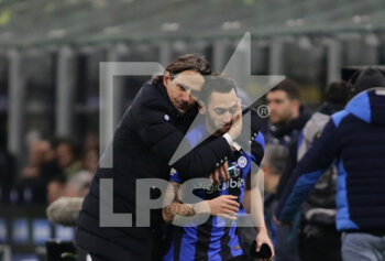 2023-02-05 - Simone Inzaghi, Manager of FC Internazionale and Hakan Calhanoglu of FC Internazionale during the Italian serie A, football match between Internazionale Fc and Ac Milan on 05 February 2023 at San Siro Stadium, Milan, Italy. Photo Ndrerim Kaceli - INTER - FC INTERNAZIONALE VS AC MILAN - ITALIAN SERIE A - SOCCER