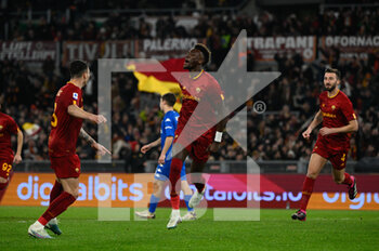 2023-02-04 - Tammy Abraham (AS Roma) celebrates after scoring the goal 2-0 during the Italian Football Championship League A 2022/2023 match between AS Roma vs Empoli FC at the Olimpic Stadium in Rome  on 04 February 2023. - AS ROMA VS EMPOLI FC - ITALIAN SERIE A - SOCCER