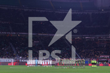 2023-02-10 - The players of both teams observe a minutes silence in respect of the victims of the earthquake in Turkey during Serie A 2022/23 football match between AC Milan and Torino FC at San Siro Stadium, Milan, Italy on February 10, 2023 - AC MILAN VS TORINO FC - ITALIAN SERIE A - SOCCER