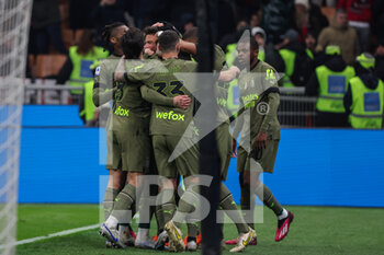 2023-02-10 - Olivier Giroud of AC Milan celebrates with his teammates after scoring a goal during Serie A 2022/23 football match between AC Milan and Torino FC at San Siro Stadium, Milan, Italy on February 10, 2023 - AC MILAN VS TORINO FC - ITALIAN SERIE A - SOCCER