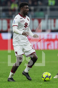 2023-02-10 - Ndary Adopo of Torino FC in action during Serie A 2022/23 football match between AC Milan and Torino FC at San Siro Stadium, Milan, Italy on February 10, 2023 - AC MILAN VS TORINO FC - ITALIAN SERIE A - SOCCER
