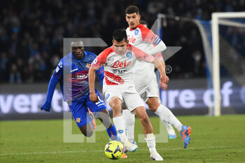 2023-02-12 - Hirving Lozano of SSC Napoli  competes for the ball with Luca Ravanelli of US Cremonese  during the Serie A match between SSC Napoli v Cremonese SC at Diego Armando Maradona  Stadium  - SSC NAPOLI VS US CREMONESE - ITALIAN SERIE A - SOCCER