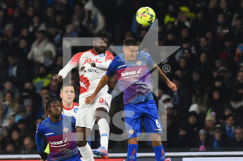 2023-02-12 - Charles Pickel of US Cremonese competes for the ball with Andre’ Anguissa of SSC Napoli   during the Serie A match between SSC Napoli v Cremonese SC at Diego Armando Maradona  Stadium  - SSC NAPOLI VS US CREMONESE - ITALIAN SERIE A - SOCCER
