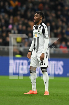 2023-02-18 - Destiny Udogie of Udinese Calcio during the Italian Serie A football match between Inter FC Internazionale Udinese Calcio on 18 of February 2023 at Giuseppe Meazza San Siro Siro stadium in Milan, Italy. Photo Tiziano Ballabio - INTER - FC INTERNAZIONALE VS UDINESE CALCIO - ITALIAN SERIE A - SOCCER