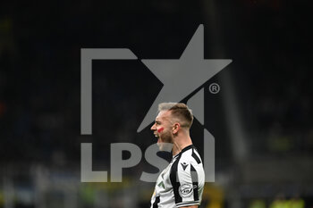 2023-02-18 - Sandi Lovric of Udinese Calcio celebrating after a goal during the Italian Serie A football match between Inter FC Internazionale Udinese Calcio on 18 of February 2023 at Giuseppe Meazza San Siro Siro stadium in Milan, Italy. Photo Tiziano Ballabio - INTER - FC INTERNAZIONALE VS UDINESE CALCIO - ITALIAN SERIE A - SOCCER