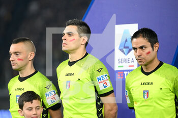 2023-02-19 - Sx Davide Imperiale Simone Sozza referee and Daniele Bindoni during the Italian Football Championship League A 2022/2023 match between AS Roma vs Hellas Verona at the Olimpic Stadium in Rome  on 19 February 2023. - AS ROMA VS HELLAS VERONA - ITALIAN SERIE A - SOCCER