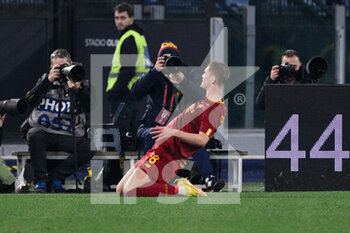 2023-02-19 - Ola Solbakken (AS Roma) celebrates after scoring the goal 1-0 during the Italian Football Championship League A 2022/2023 match between AS Roma vs Hellas Verona at the Olimpic Stadium in Rome  on 19 February 2023. - AS ROMA VS HELLAS VERONA - ITALIAN SERIE A - SOCCER