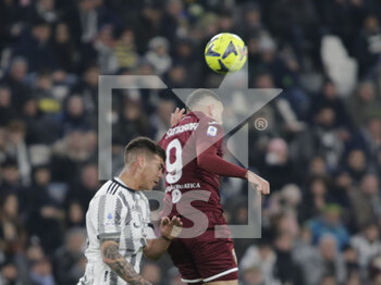2023-02-28 - Antonio Sanabria of Torino FC and Enzo Barrenechea of Juventus during the Italian Serie A, football match between Juventus Fc and Torino Fc, on 28 February 2023 at Allianz Stadium, Turin, Italy. Photo Ndrerim Kaceli - JUVENTUS FC VS TORINO FC - ITALIAN SERIE A - SOCCER
