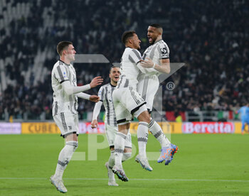 2023-02-28 - Bremer of Juventus celebrating with Danilo of Juventus after a goal during the Italian Serie A, football match between Juventus Fc and Torino Fc, on 28 February 2023 at Allianz Stadium, Turin, Italy. Photo Ndrerim Kaceli - JUVENTUS FC VS TORINO FC - ITALIAN SERIE A - SOCCER