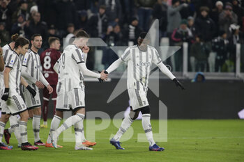 2023-02-28 - Paul Pogba of Juventus and Dusan Vlahovic of Juventus during the Italian Serie A, football match between Juventus Fc and Torino Fc, on 28 February 2023 at Allianz Stadium, Turin, Italy. Photo Ndrerim Kaceli - JUVENTUS FC VS TORINO FC - ITALIAN SERIE A - SOCCER