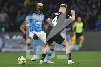 2023-03-03 - Victor Osimhen of SSC Napoli  competes for the ball with Gil Patric of SS Lazio the Serie A match between SSC Napoli vs SS Lazio  at Diego Armando Maradona Stadium   - SSC NAPOLI VS SS LAZIO - ITALIAN SERIE A - SOCCER