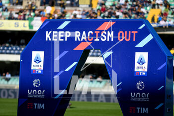 2023-03-12 - The Italian Serie A banner with Keep Racism Out - HELLAS VERONA FC VS AC MONZA - ITALIAN SERIE A - SOCCER